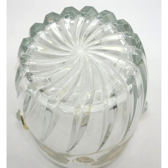 Vintage Clear Glass Ice Bucket With Gold Floral Design & Handle - Picture 5 of 7